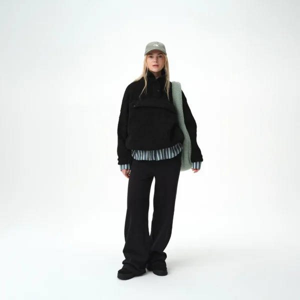 Bluza polarowa Cushy czarna damska oversize