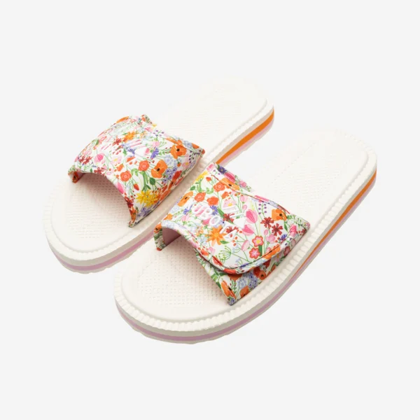 Klapki Rzep Kwiatki beżowe