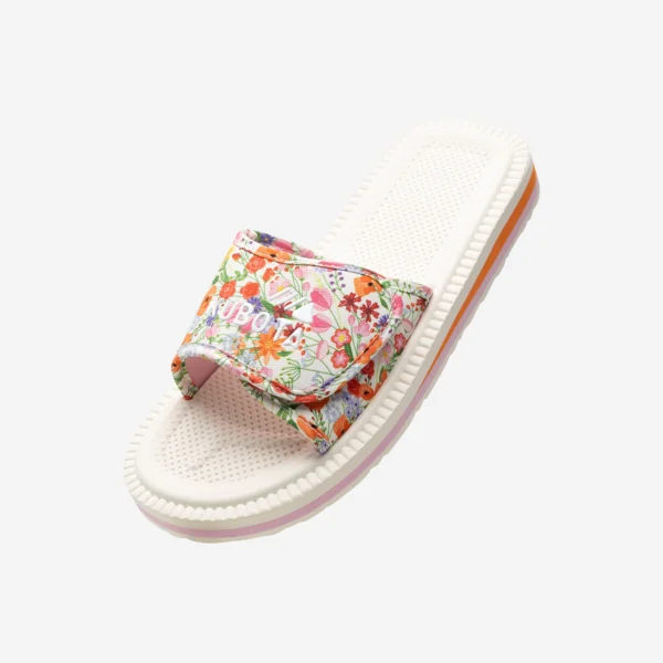 Zdjęcie dodatkowe - Klapki Rzep Kwiatki beżowe