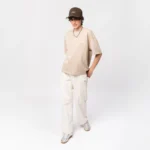 T-shirt oversize Easy beżowy damski