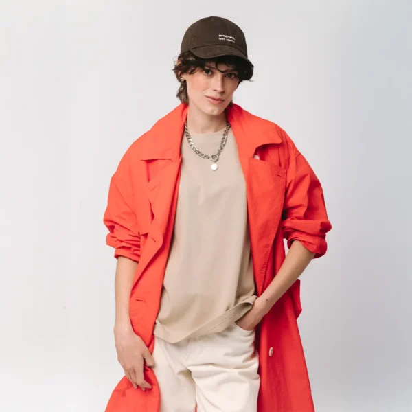 T-shirt oversize Easy beżowy damski