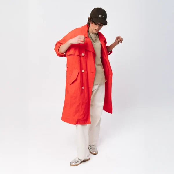 T-shirt oversize Easy beżowy damski
