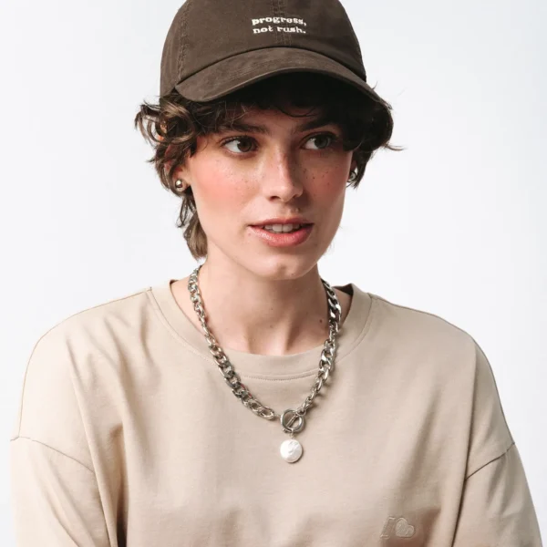 T-shirt oversize Easy beżowy damski