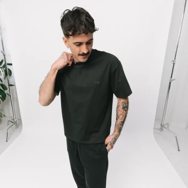 T-shirt regular Easy ciemnozielony męski