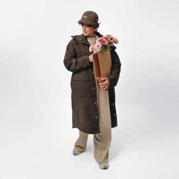 Parka przeciwdeszczowa oversize Street Edge brązowa unisex