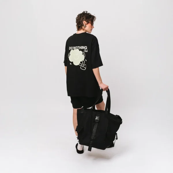 T-shirt oversize Comfy Club Do Nothing czarny unisex