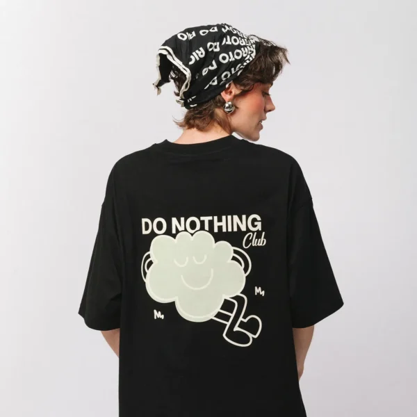 T-shirt oversize Comfy Club Do Nothing czarny unisex