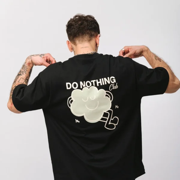 T-shirt oversize Comfy Club Do Nothing czarny unisex