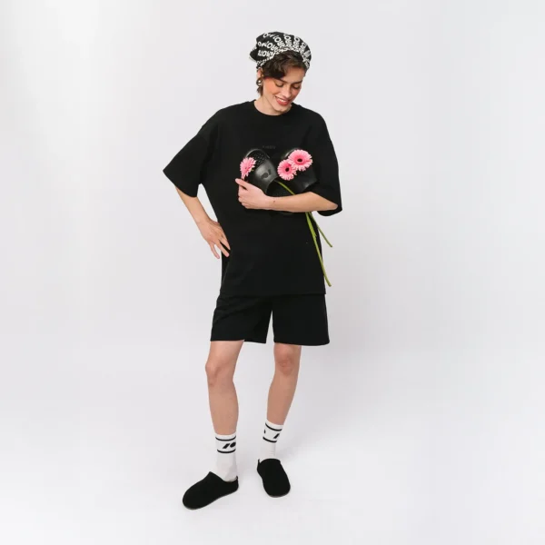 T-shirt oversize Comfy Club Do Nothing czarny unisex