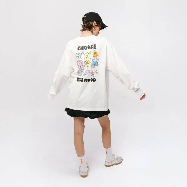 Longsleeve oversize Comfy Club Moods biały unisex