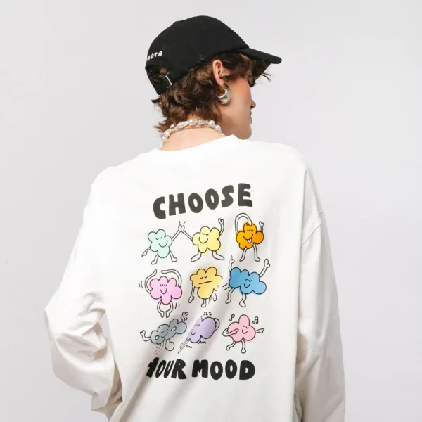Longsleeve oversize Comfy Club Moods biały unisex