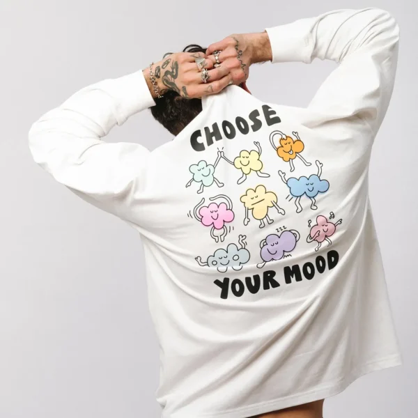 Longsleeve oversize Comfy Club Moods biały unisex