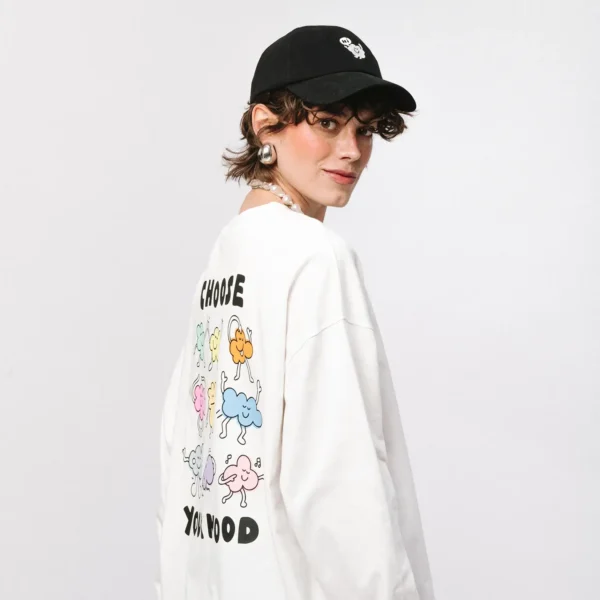 Longsleeve oversize Comfy Club Moods biały unisex