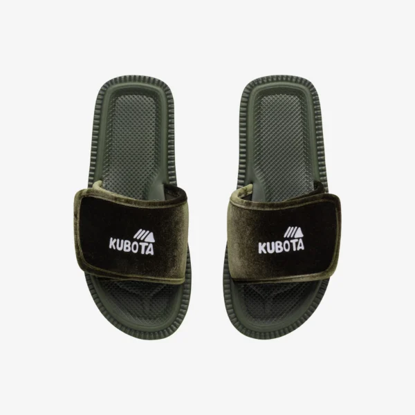 Klapki Rzep Velvet oliwkowe