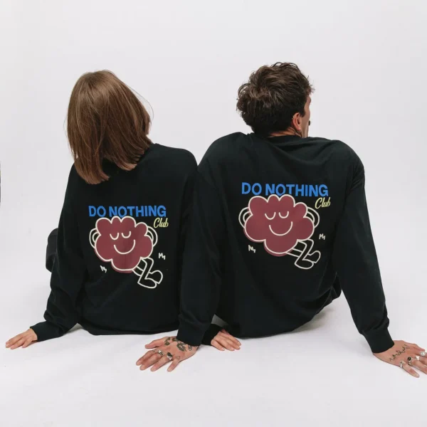 Longsleeve oversize Comfy Club Do Nothing czarny unisex