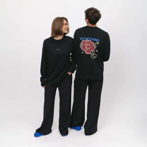 Longsleeve oversize Comfy Club Do Nothing czarny unisex