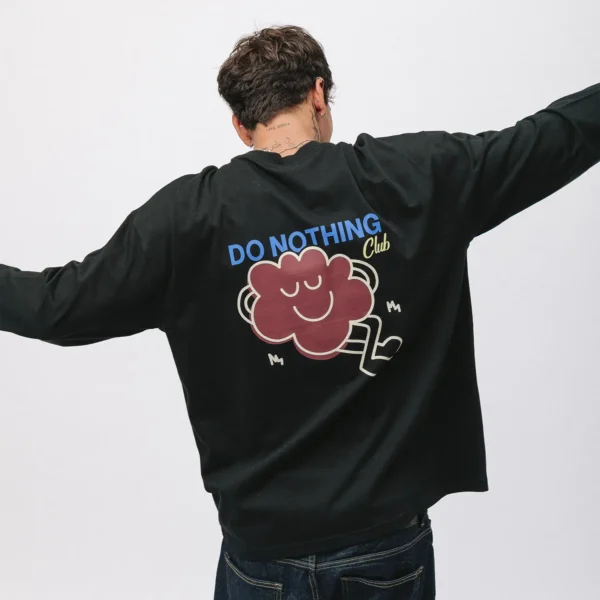 Longsleeve oversize Comfy Club Do Nothing czarny unisex