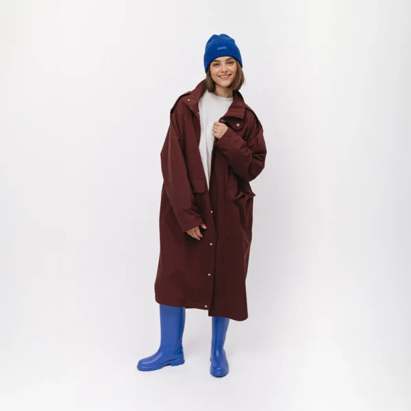 Parka przeciwdeszczowa oversize Comfort Zone bordowa unisex