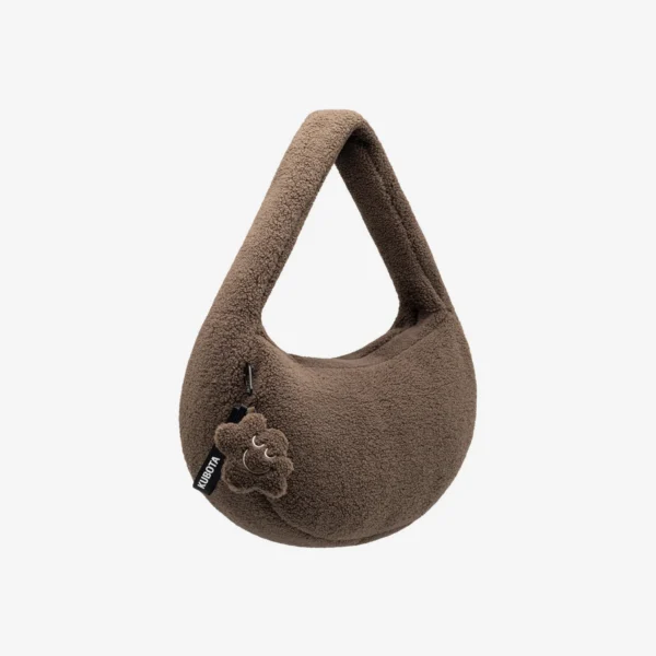 Torba z polaru Cushy z brelokiem Comfy Club brązowa