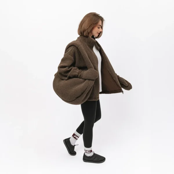 Torba z polaru Cushy z brelokiem Comfy Club brązowa