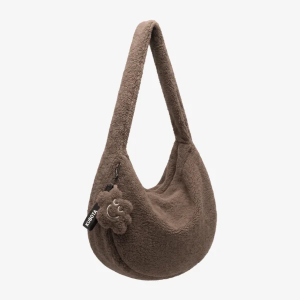 Torba z polaru Cushy z brelokiem Comfy Club brązowa